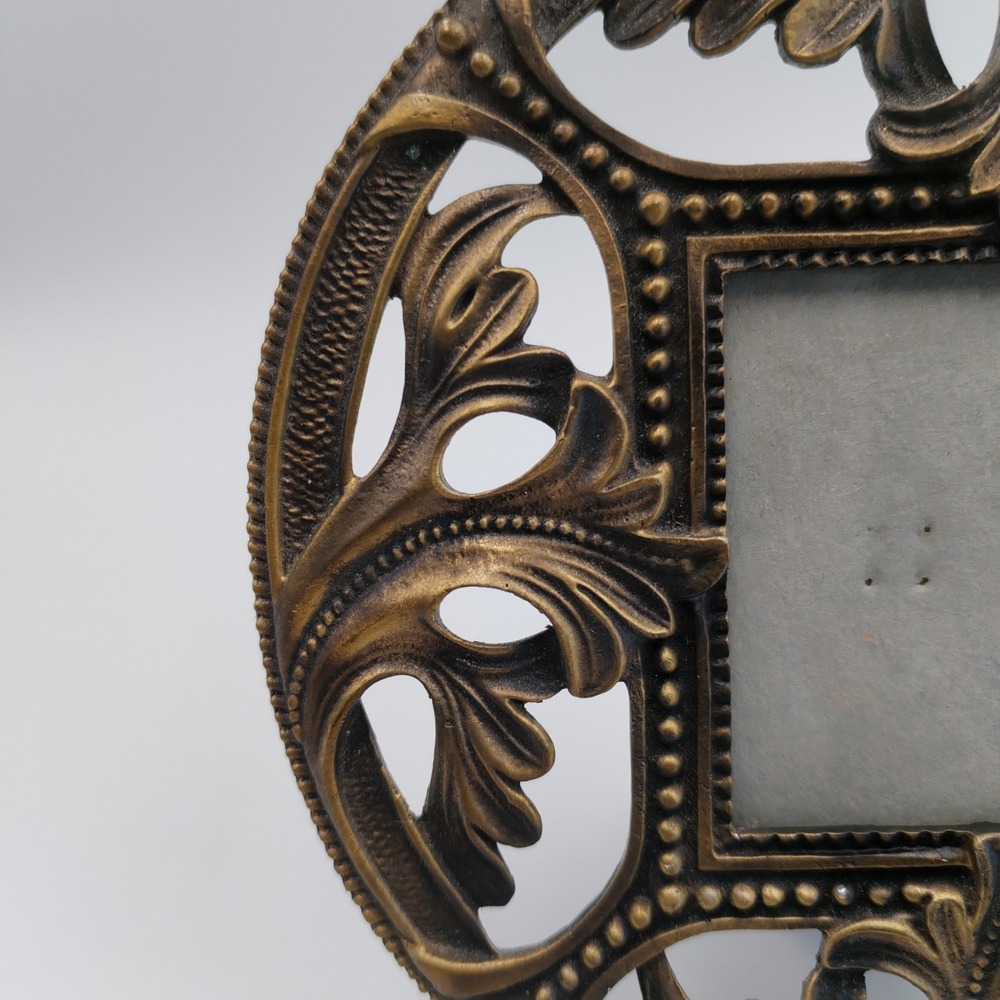 Vintage Style Filigree Bronze Metal Tabletop Photo Frame Grandmillennial 5.5" - Picture 4 of 10